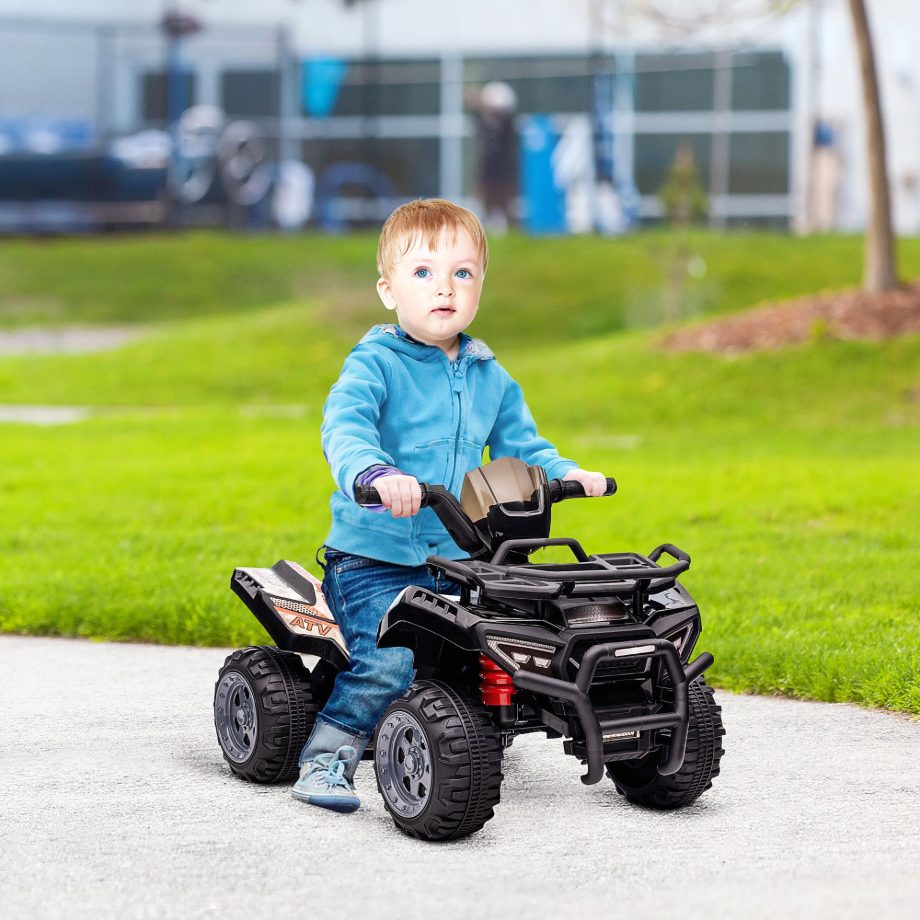 HOMCOM 6V Kids Electric Ride on Car Toddlers Quad Bike ATV Toy With Music for 18-36 months Black